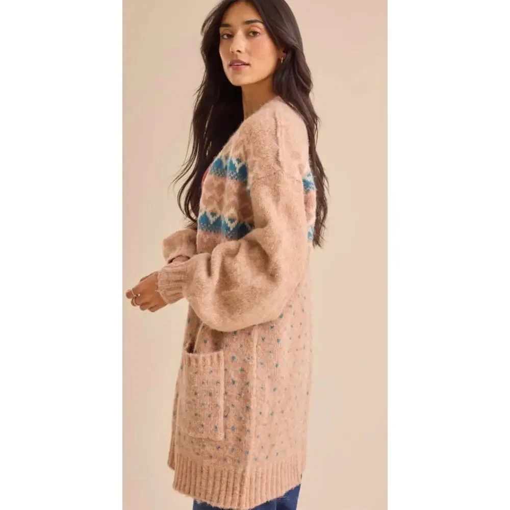 Altar'd State Danni Dot Duster cardigan sweater Small